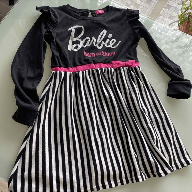 Barbie(バービー)のBarbie ストライプ　長袖ワンピース　130 キッズ/ベビー/マタニティのキッズ服女の子用(90cm~)(ワンピース)の商品写真