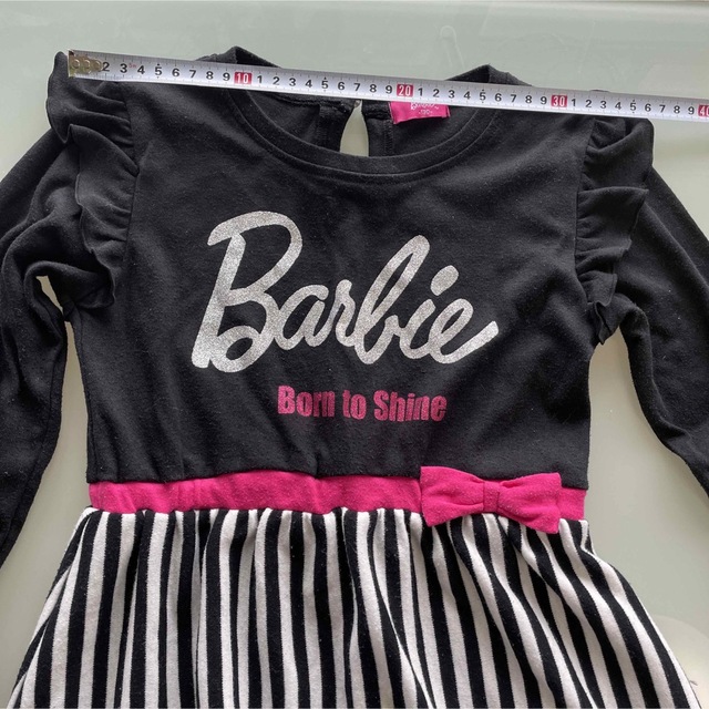 Barbie(バービー)のBarbie ストライプ　長袖ワンピース　130 キッズ/ベビー/マタニティのキッズ服女の子用(90cm~)(ワンピース)の商品写真