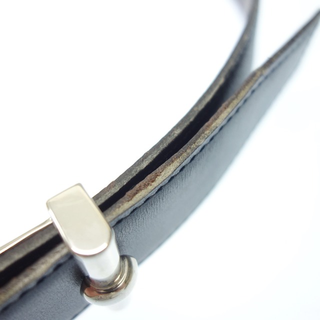 エルメス レザーベルト シルバー金具 □B刻 サイズ90 黒【AFI23】