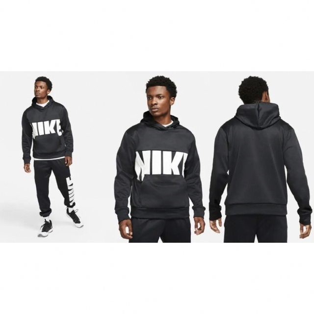 NIKE(ナイキ)の【新品M】NIKEナイキ デカロゴパーカー◆バスケット◆サーマフィット◆メンズ黒 メンズのトップス(パーカー)の商品写真