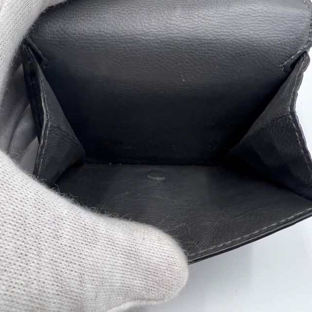 極美品】バレンシアガ 三つ折り財布 クロコ型押し 黒 コンパクト