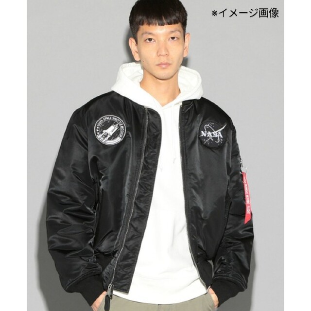 ALPHA INDUSTRIES - アルファ MA-1 NASA 100th コラボ【BLACK/MONO☆XL