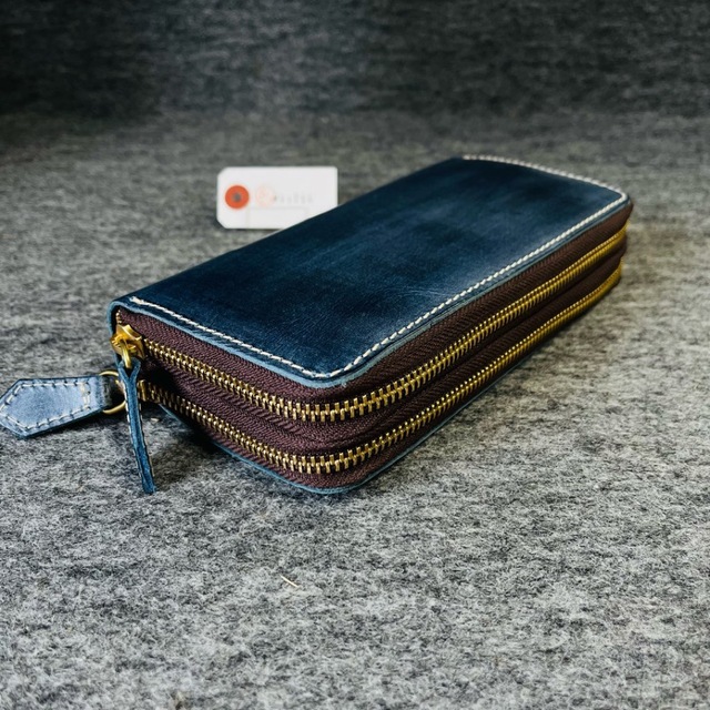 ブライドルレザー メンズ 長財布 ダブルファスナー ダブルジップ の