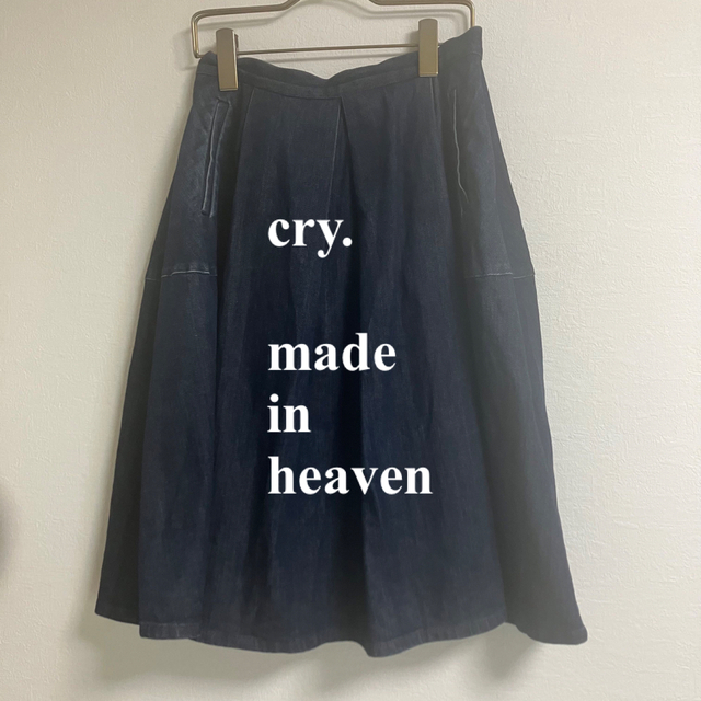 made in HEAVEN(メイドインヘブン)のcry.【フリーサイズ】made in heaven デニムフレアスカート レディースのスカート(ひざ丈スカート)の商品写真