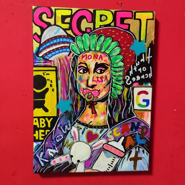 2023年製作】Secret #4 モナリザ 現代アート 絵画 イラスト 即日発送
