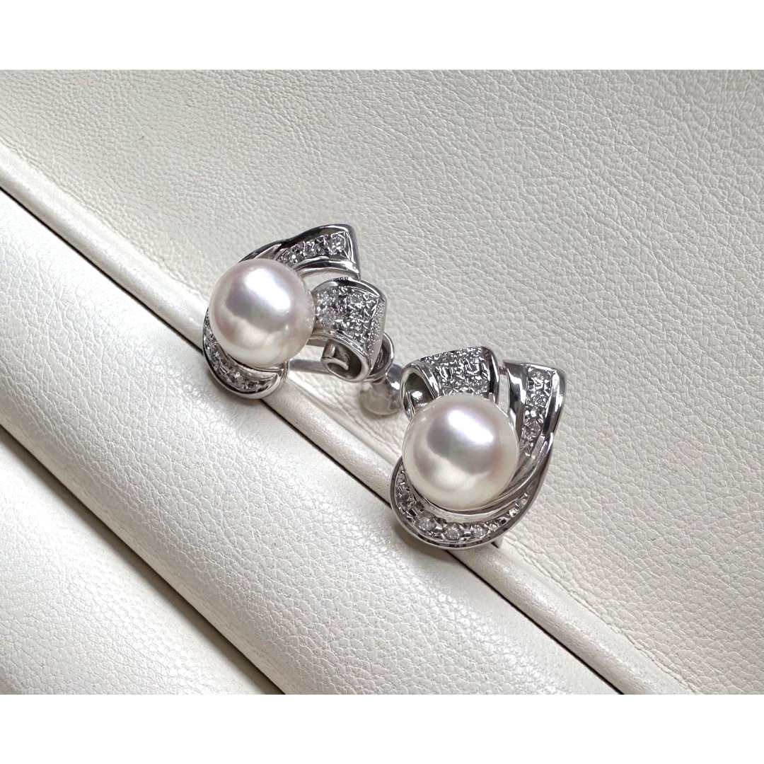 MIKIMOTO(ミキモト)のMIKIMOTO  アコヤ真珠 ダイヤモンドイヤリング  K14WG レディースのアクセサリー(イヤリング)の商品写真