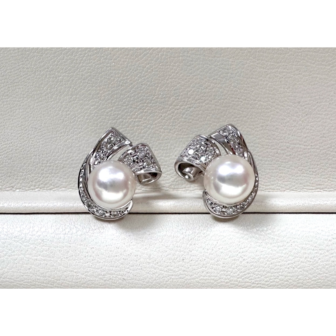 MIKIMOTO アコヤ真珠 ダイヤモンドイヤリング K14WG 高級感 70380円