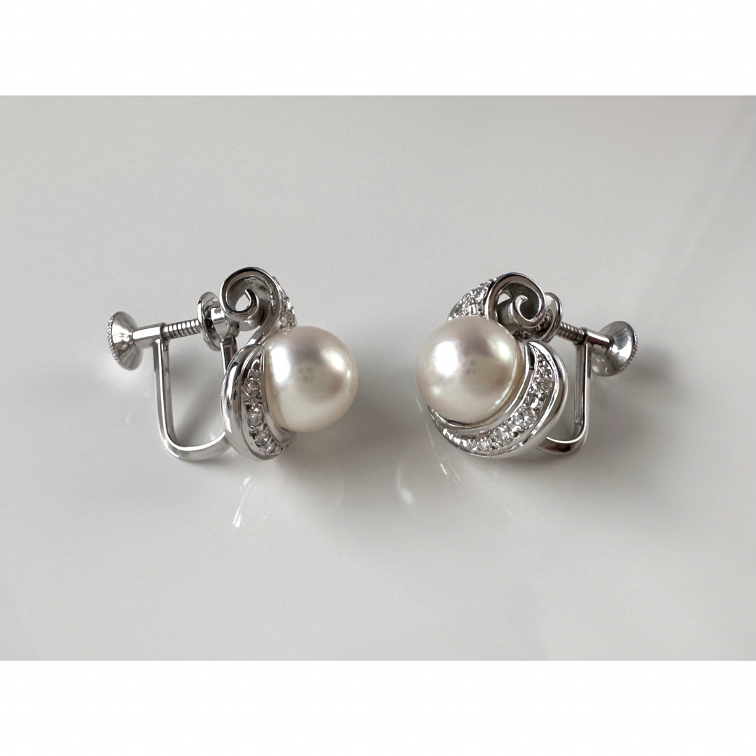 MIKIMOTO(ミキモト)のMIKIMOTO  アコヤ真珠 ダイヤモンドイヤリング  K14WG レディースのアクセサリー(イヤリング)の商品写真