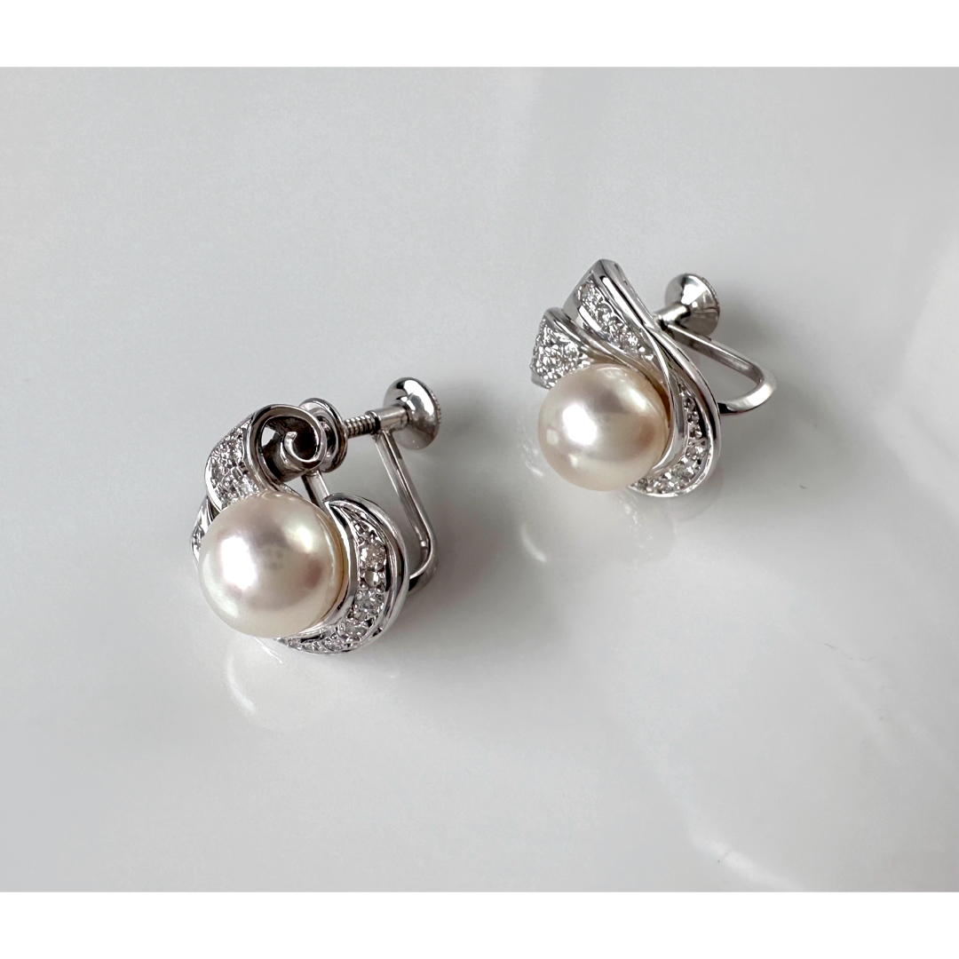 MIKIMOTO(ミキモト)のMIKIMOTO  アコヤ真珠 ダイヤモンドイヤリング  K14WG レディースのアクセサリー(イヤリング)の商品写真