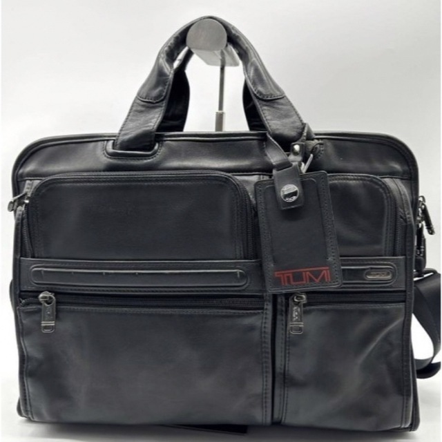 【極美品】TUMI 2wayビジネスバッグ　レザー　ブラック　A4可　ショルダー