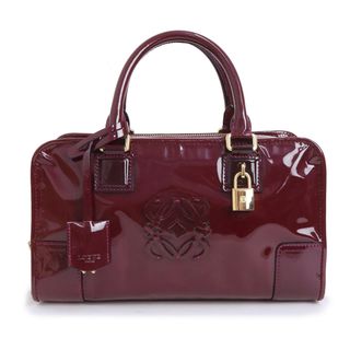 ロエベ(LOEWE)のロエベ LOEWE アマソナ 28 ハンドバッグ エナメル パテントレザー パープル ボルドー 紫 339.37.A03E（中古）(ハンドバッグ)