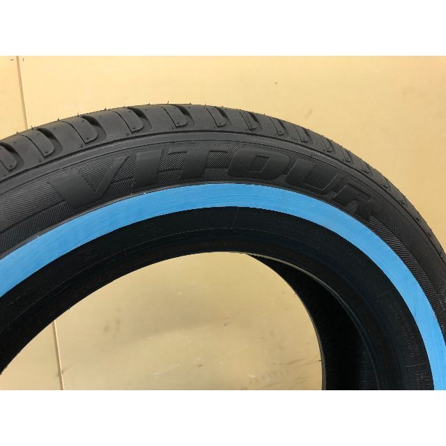ダブル/ミストブルー 185/70R13 ホワイトリボン タイヤ 4本セット