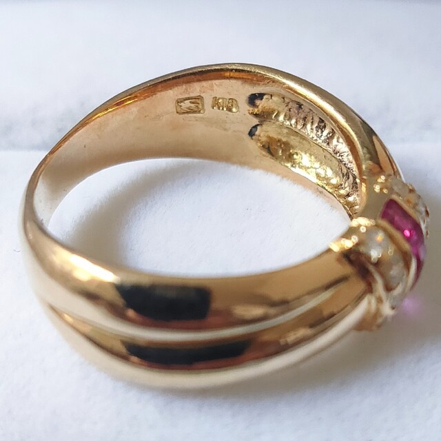 セイコー ダイヤモンド×ルビー リング K18YG 0.19ct 7.7g 安価