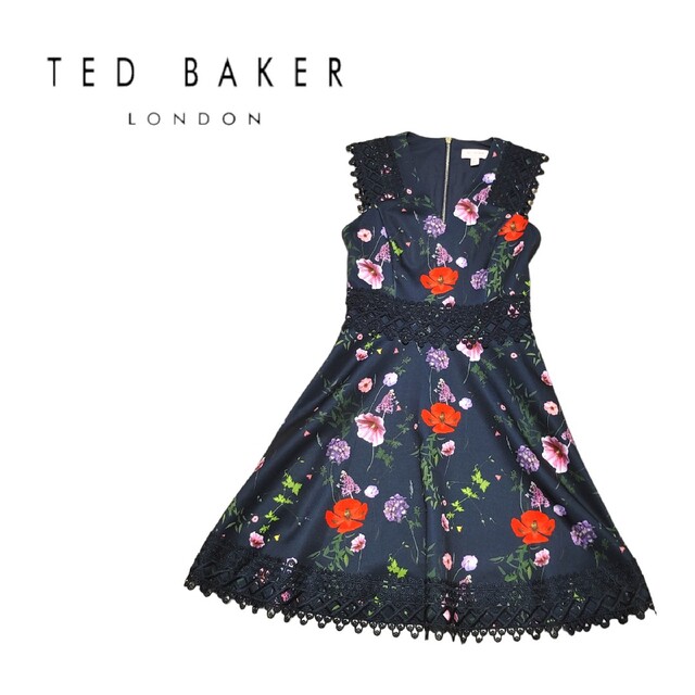 Ted Baker テッドベイカー MAYO 美ウエスト お花柄 フレアワンピ