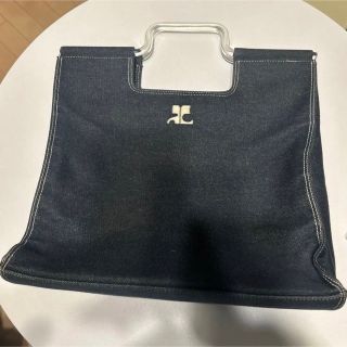 極美品✨ courreges ビンテージ デニムミニハンドバッグ 刺繍ロゴ