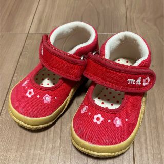 ミキハウス(mikihouse)のミキハウス　赤　靴　12.5  ストラップ　ファーストシューズ　女の子(スニーカー)