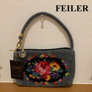 未使用程度良好★FEILER★フェイラ-ポ-チ、ミニハンドバッグ/ブラウン系