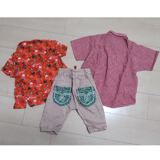 [100cm]半袖シャツ&ボトムス 4点セット キッズ/ベビー/マタニティのキッズ服男の子用(90cm~)(Tシャツ/カットソー)の商品写真