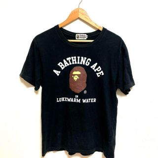 アベイシングエイプ(A BATHING APE)のA BATHING APE ロゴ　Tシャツ　ブラック　M(Tシャツ/カットソー(半袖/袖なし))