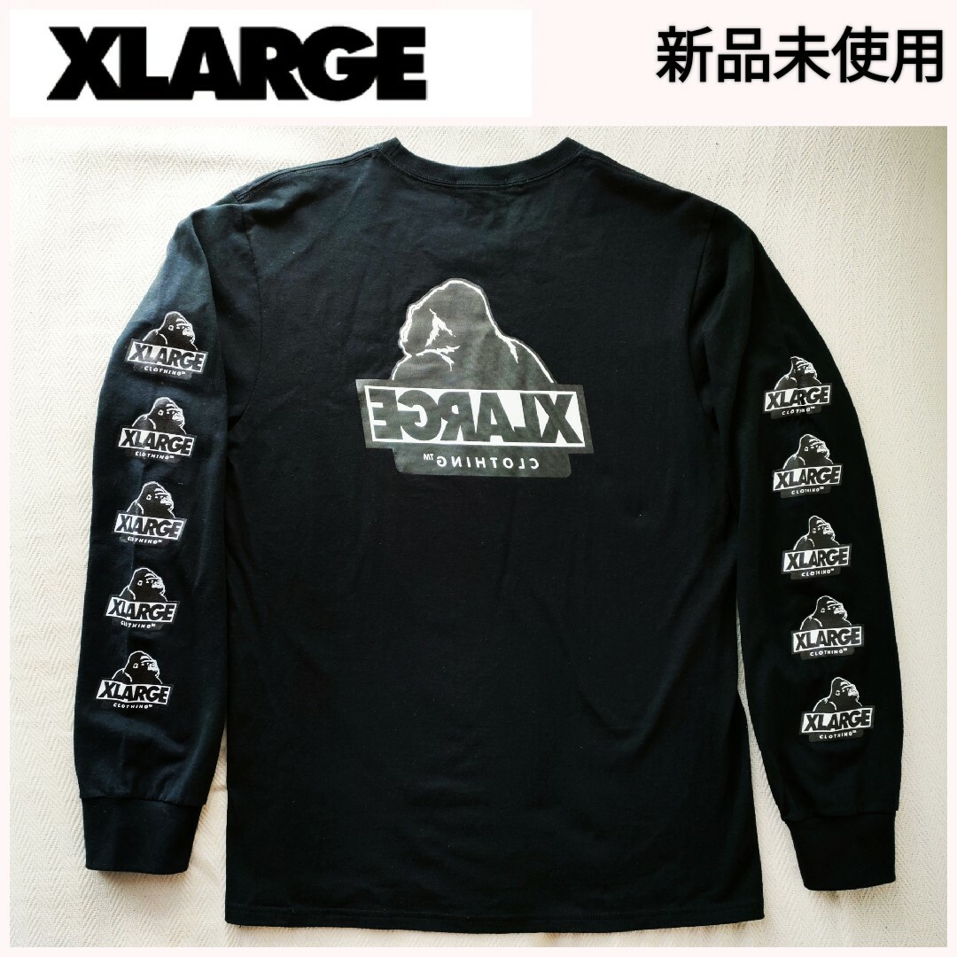 メンズXLARGE エクストララージ ロングTシャツ ネイビー×イエロー Mサイズ