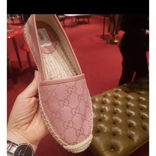 グッチ(Gucci)のGucci G柄　エスパドリーユ　37.5 ピンク(スリッポン/モカシン)