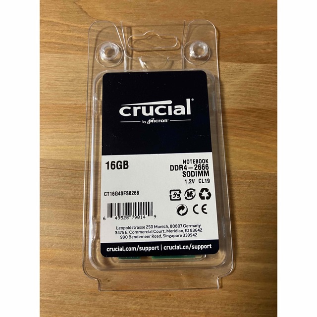 ノートPC用 メモリ Crucial 16GB(1枚)