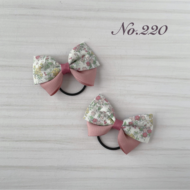 【No.220】ヘアゴム  ハンドメイド リボン お花 小花 ピンク キッズ