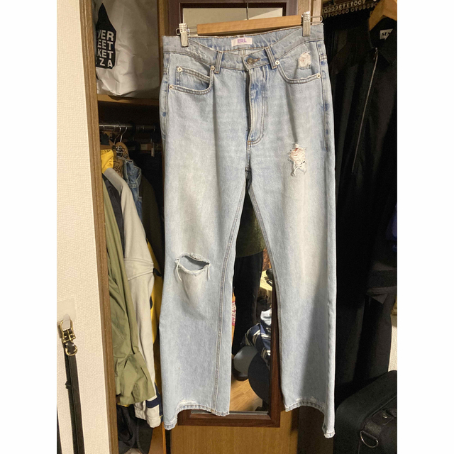 TTT_MSW - Erl blue distressed denim pants フレアデニムの通販 by