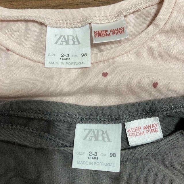 ZARA KIDS(ザラキッズ)のZARA 2-3歳　98 ロンT2枚セット　若干難あり キッズ/ベビー/マタニティのキッズ服女の子用(90cm~)(Tシャツ/カットソー)の商品写真