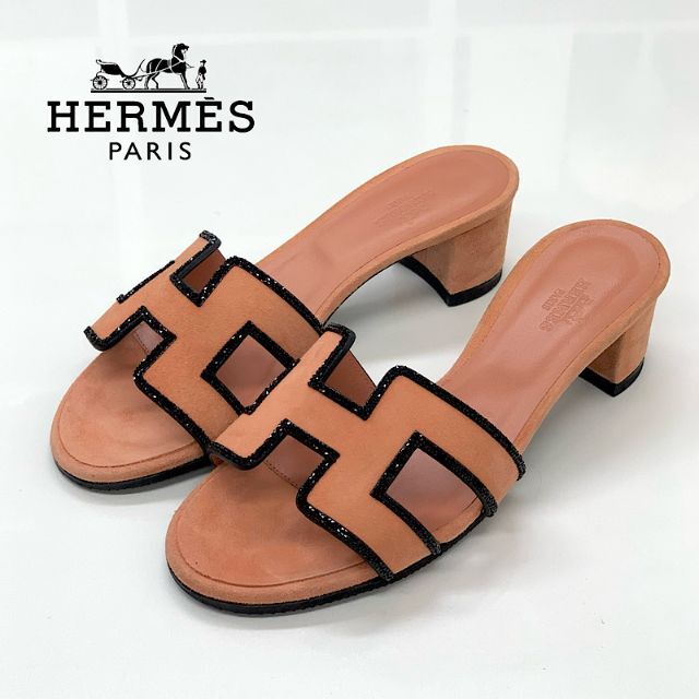 Hermes(エルメス)の5727 エルメス オアジス スエード ストーン サンダル サーモンピンク レディースの靴/シューズ(サンダル)の商品写真