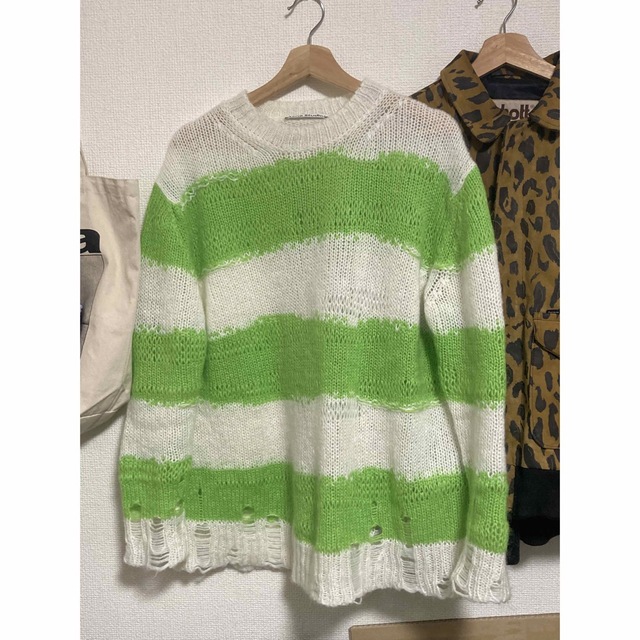 Acne Studios - Acne Studios: グリーン&ホワイト ディストレス