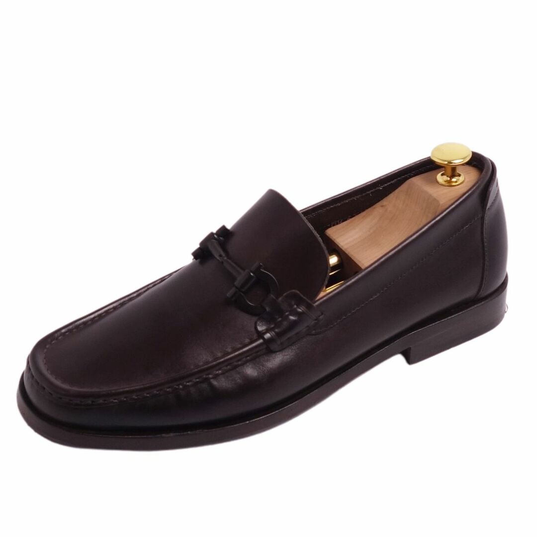 美品 サルヴァトーレ フェラガモ Salvatore Ferragamo ローファー モカシン ホースビット カーフレザー シューズ メンズ 8EEE(26cm相当) ダークブラウン