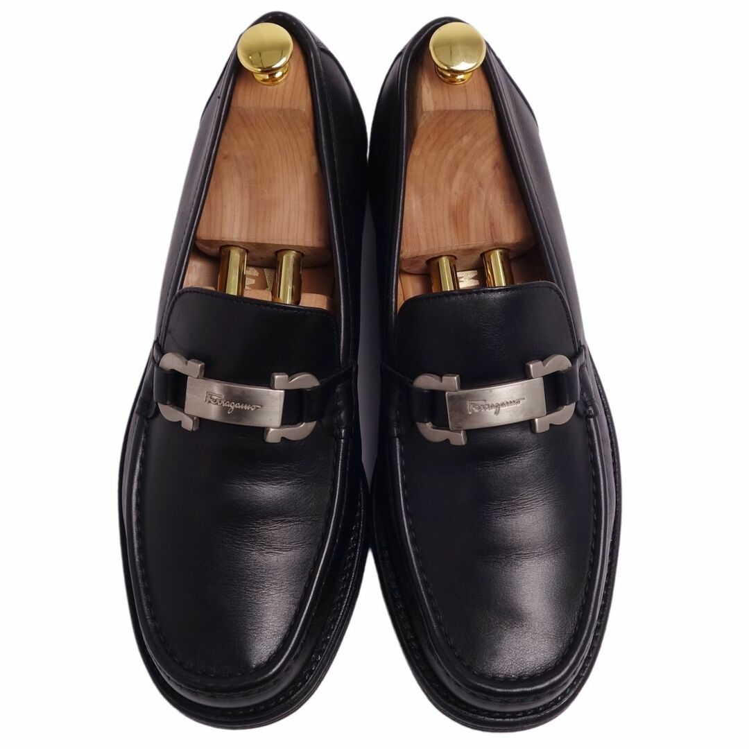 美品 サルヴァトーレ フェラガモ Salvatore Ferragamo ローファー モカシン ガンチーニ カーフレザー シューズ メンズ  9.5EE(27.5cm相当) ブラック