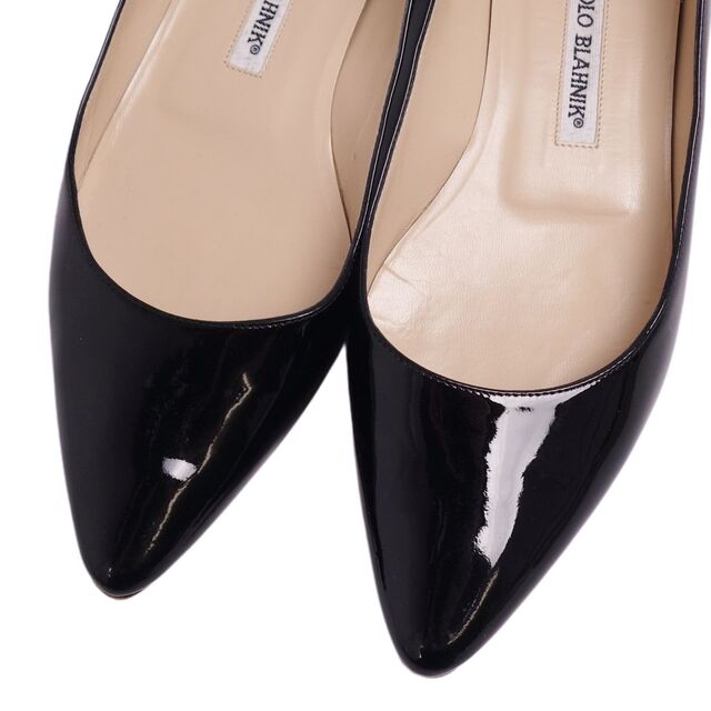 marcell(マルセル)のマノロ・ブラニク Manolo Blahnik パンプス フラットパンプス ポインテッドトゥ パテントレザー シューズ レディース 37(24cm相当) ブラック レディースの靴/シューズ(ハイヒール/パンプス)の商品写真