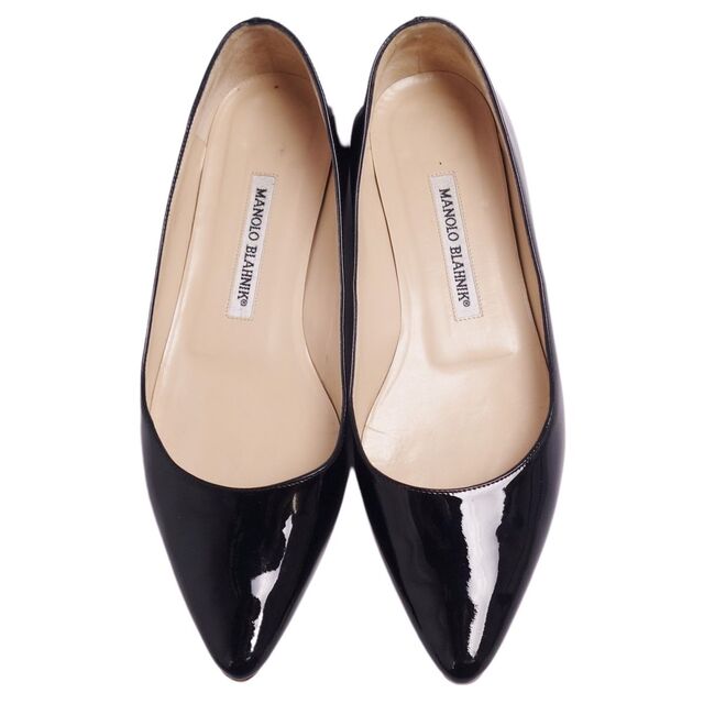 marcell(マルセル)のマノロ・ブラニク Manolo Blahnik パンプス フラットパンプス ポインテッドトゥ パテントレザー シューズ レディース 37(24cm相当) ブラック レディースの靴/シューズ(ハイヒール/パンプス)の商品写真