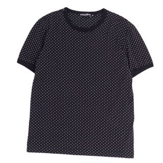 ダナキャラン(Donna Karan)の美品 ドルチェ&ガッバーナ DOLCE&GABBANA Tシャツ カットソー 半袖 ショートスリーブ ドット柄 コットン トップス メンズ 48(M相当) ブラック(Tシャツ/カットソー(半袖/袖なし))