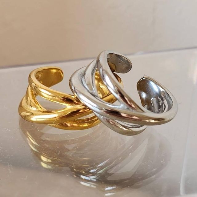 【シルバー/US6】stainless volume ring R5R004 レディースのアクセサリー(リング(指輪))の商品写真