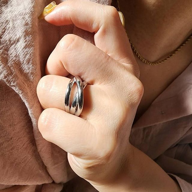 【シルバー/US6】stainless volume ring R5R004 レディースのアクセサリー(リング(指輪))の商品写真