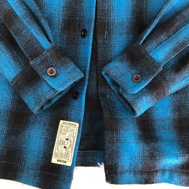 誠実 Billvanビルヴァンオンブレチェックシャツ ブルー ネルシャツ