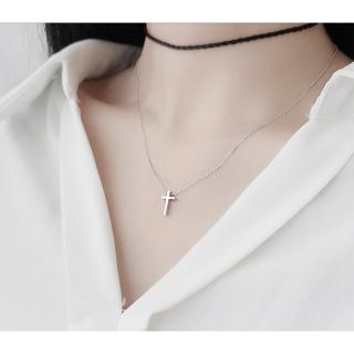 クロスチェーンネックレス　silver925 40cm(ネックレス)