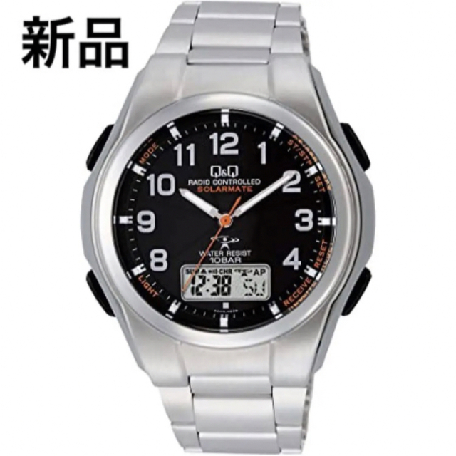 シチズン Q&Q アナログ腕時計 電波ソーラー 防水 MD02-205 ブラック