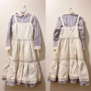 ガニーサックス(GUNNE SAX)の【下北沢】花柄♡ エプロンワンピコーデ　リバティ　古着(ロングワンピース/マキシワンピース)