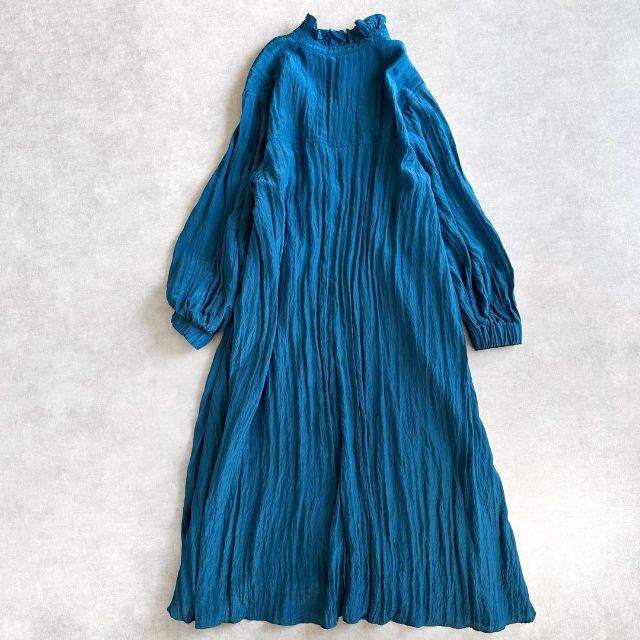 美品△CITYSHOP // FRILL COLLAR DRESS△ブルー△36 第一ネット 33