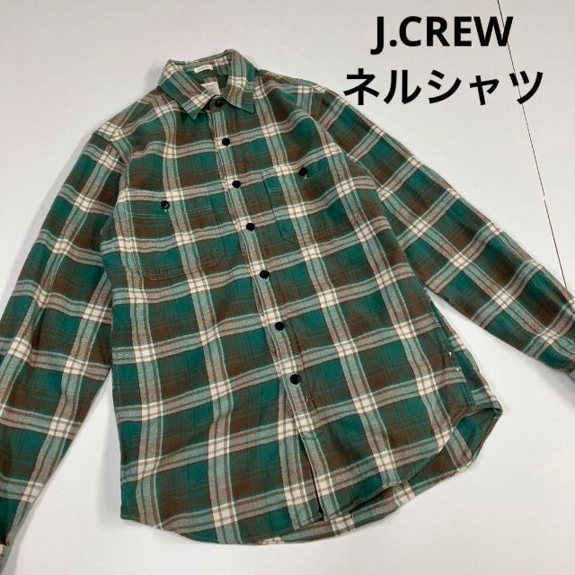 J.Crew(ジェイクルー)のJ.CREW ジェイクルー　ネルシャツ　チェック柄　グリーン　ブラウン　古着 メンズのトップス(シャツ)の商品写真