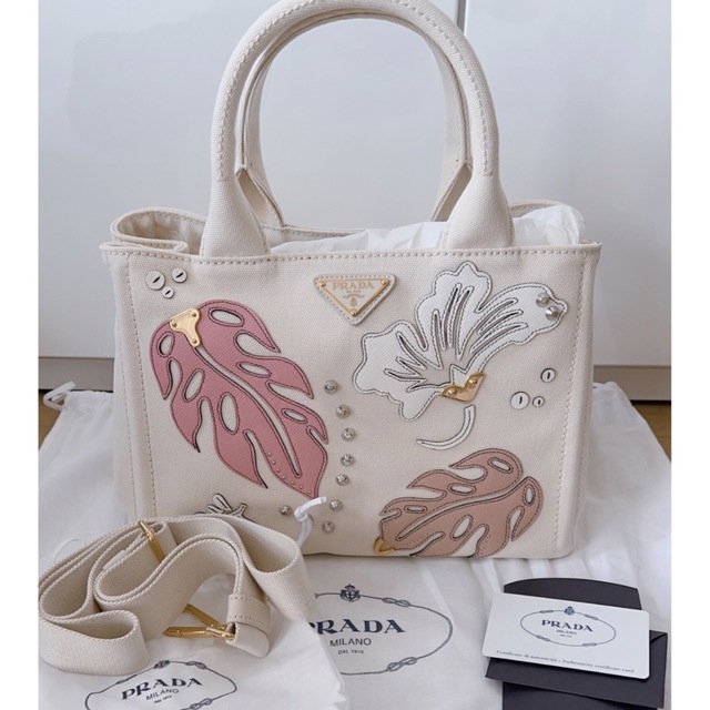 PRADA - 新品 プラダ バッグ トートバッグ カナパ ビジュー ショルダー ...