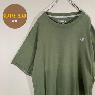 チャンピオン(Champion)の【人気カーキ】Champion 半袖Tシャツ古着 ワンポイント刺繍 サイズ2XL(Tシャツ/カットソー(半袖/袖なし))