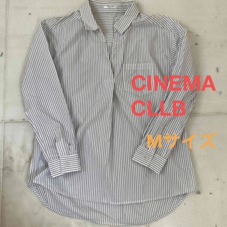 シネマクラブ(CINEMA CLUB)のレディース　襟付きシャツ　ストライプ　Mサイズ(シャツ/ブラウス(長袖/七分))