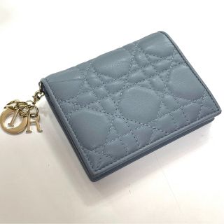 Dior レディディオール　カナージュ　ウォレット　ラムスキン　クラウドブルー