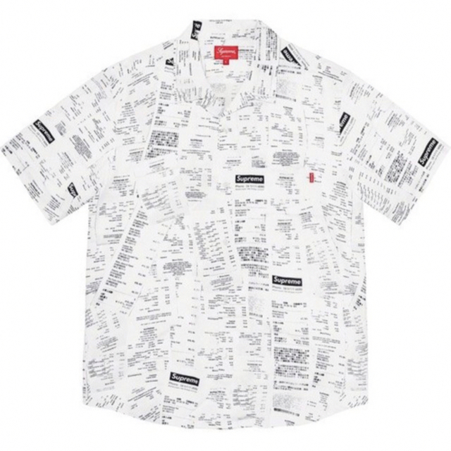 Supreme Receipts Rayon S/S Shirt White Mトップス
