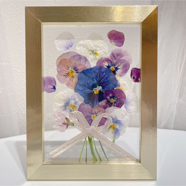 即日発送!押し花アート 花束ブーケ 母の日 押し花額 押し花フレーム